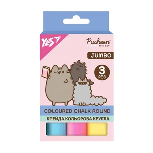 Colored chalk 3 pcs. "YES" /400553/ "Pusheen" JUMBO (1/12/120)