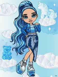 Картина за номерами з алмазною мозаїкою  "Ідейка" /KHO1337/ "Rainbow High. Skyler" 30*40см