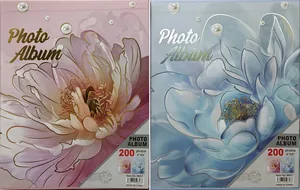 Photo album 10*15 cm/ 200 photos /9657-Н/ "Flower" with a golden circle. in a box (1/36)