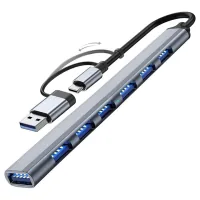 Dynamode hub USB-C + UAB-A to 1xUSB 3.0 + 6xUSB 2.0 gray (DM-UH-701AC)