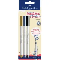 Набір маркерів Faber-Castell тонких для декору Goldfaber Creative Marker Calligraphy, 3 кольори, наконечник С (каліграфія) (33008)