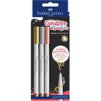 Набір маркерів Faber-Castell тонких для декору Goldfaber Creative Marker Metallic, 3 кольори, товщина 1,5 мм (33003)