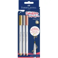 Набір маркерів Faber-Castell тонких для декору Goldfaber Creative Marker Metallic Brush, 3 кольори, В (пензель) (33005)