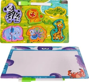 Educational game "WB" /9351/ puzzle+drawing board 15*22.5cm Animals (1/120)