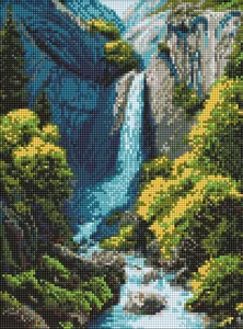 Diamond mosaic "Ideyka" /AMO20230/ "Waterfall in the mountains" 30*40cm