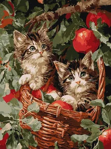 Painting by numbers "Ideyka" /KHO6949/ "Cats in a basket" 30*40cm