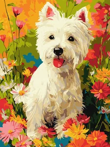 Painting by numbers "Ideyka" /KHO6951/ "Dog in flowers" 30*40cm