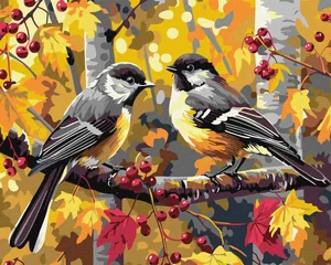 Painting by numbers "Ideyka" /KHO6637/ "A pair of little tits" 40*50 cm