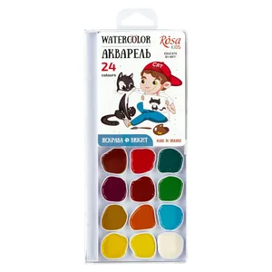 Акварель 24 кол. "ROSA Kids" /301207/ Cats with a Boy, б/пензлика (1/12)
