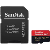 Memory card SanDisk 512 GB microSDXC UHS-I U3 Extreme Pro+SD Adapter (SDSQXCD-512G-GN6MA)