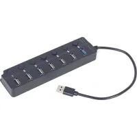 Концентратор Gembird 7 ports (1xUSB3.1+6xUSB2.0) switch black (UHB-U3P1U2P6P-01)