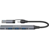 Концентратор Canyon USB-C/A 4-in-1 1xUSB 3.0 + 3xUSB 2.0 gray (CNS-TDS02G)