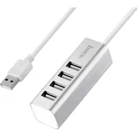 Концентратор HOCO USB 2.0 to 4xUSB Line machine HB1 Silver (6957531038146)
