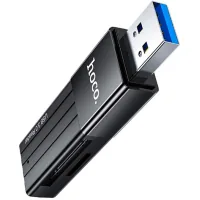 Flash card reader HOCO USB3.0 to microSD, microSDHC, microSDXC, SD, SDHC, SDXC, HB20 Black (6931474735218)