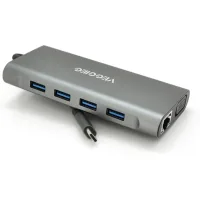 Концентратор VEGGIEG USB-C 7-in-1 USB-C + 3xUSB 3.0 + HDMI + 3.5mm + SD/TF + RJ45 0.1m silver (TC11-S)