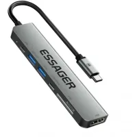 Концентратор Essager USB-C 7-in-1 HDMI + USB 3.2 + USB-C + SD/TF gray (EHB07-QH0G-Z)