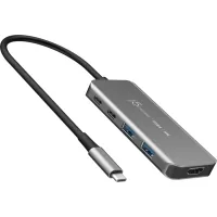 Hub J5create USB-C 5-in-1 2xUSB 3.2 10Gbps + 2xUSB-C 10Gbps PD 100W + HDMI 8K gray (JCH453-N)