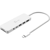 Hub J5create USB-C 6-in-1 2xUSB 3.2 + USB-C PD + HDMI 4K + SD/TF + 3.5mm white (JCD373EW-N)