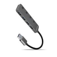 Концентратор AXAGON USB 3.1 to 4xUSB 3.0 0.2m switch black (HUE-MSA)