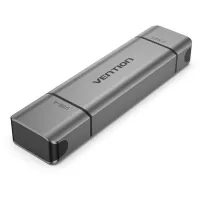 Flash card reader Vention USB 3.0 AM/USB-C to SD+TF Gray Dual Drive Letter Aluminum Alloy (CLLH0)