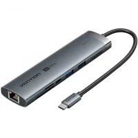 Концентратор Vention USB-C 9-in-1 HDMI 60Hz + 2xUSB 3.0 + RJ45 + SD/TF + 3.5mm + PD 100W (TGVHB)