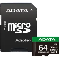 Карта пам'яті ADATA 64GB microSD class 10 UHS-I U3 V30 A2 Speed Plus (UD64GUI3V30A2SP-RA1)