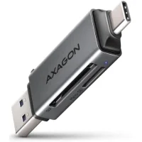 Зчитувач флеш-карт AXAGON USB-C + USB-A to SD/microSD 5Gbps gray (CRE-DAC)