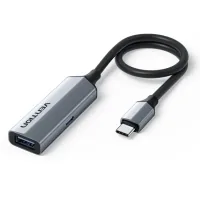 Концентратор Vention USB-C M to USB 3.2 AF + USB-C F PD 100W 10Gbps 0,15m gray (CCAHB)