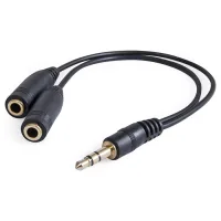Кабель мультимедійний 3.5mm M to 2x3.5mm F 0.2m (4pin) Defender (63001)