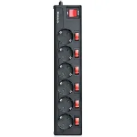 Мережевий фільтр живлення REAL-EL RS-6 EXTRA 1.8m, black (EL122300001)