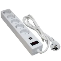 Network power filter Patron 1.8m + 2 USB 2.0, 2.1A, 5 ports. White (EXT-PN-SP-52-USB-W)