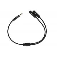 Кабель мультимедійний 3.5mm M to 2x3.5mm F 0.15m black 2E (2E-W9697)