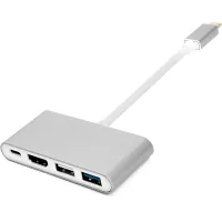 Перехідник USB-C to 2xUSB 3.0 + USB-C + HDMI PowerPlant (CA911707)