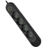 Мережевий фільтр живлення Voltronic F04U, 4роз EU, 3*USB Black (F04U-Black)