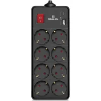 Мережевий фільтр живлення REAL-EL RS-PROTECT 805 1.8m, black (EL122300042)