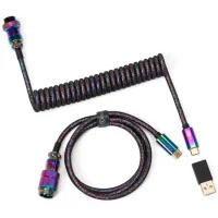 Data cable USB 2.0 AM to USB-C 1.08m Premium Coiled Aviator Straight rainbow plated black Keychron (CAB5_KEYCHRON)