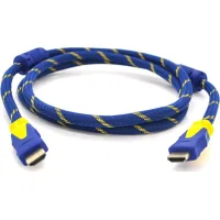 Кабель мультимедійний HDMI M to HDMI M 5.0m V1.4 blue yellow Merlion (YT-HDMI(M)/(M)NY/BL-5.0m)