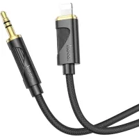 Кабель мультимедійний Lightning to 3.5mm M 1.0m silicone black HOCO (6942007625494)