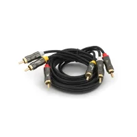 Кабель мультимедійний 3xRCA M to 3xRCA M 1.5m black VEGGIEG (YT-AV301)