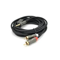 Кабель мультимедійний 3.5mm M to 2xRCA M 5.0m black VEGGIEG (YT-AR2-5)