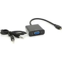 Adapter micro HDMI M to VGA F + Audio 0.3m 4K/2K black Voltronic (YT-C-mHDMI(M)/VGA(F)+AUX)