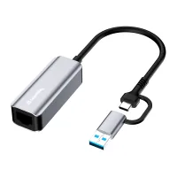 Adapter USB-C + USB A to RJ45 Ethernet 1000Mbps ColorWay (CW-AD-CRG)