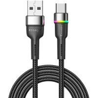 Data cable USB 2.0 AM to USB-C 2.0m 3A LED black Essager (EXCT-XCDA01)