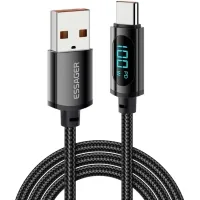 Data cable USB 2.0 AM to USB-C 2.0m 7A LED black Essager (EXCT-XYA01-P)