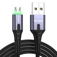 Data cable USB 2.0 AM to Micro 5P 2.0m 2.4A LED black Essager (EXCM-XGA0G)