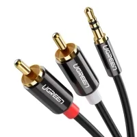 Кабель мультимедійний 3.5mm M to 2xRCA M 1.0m AV116 black Ugreen (10749)