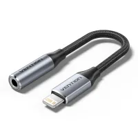 Adapter Lightning to 3.5mm 0.1m cotton braided aluminum gray Vention (BMBHA)