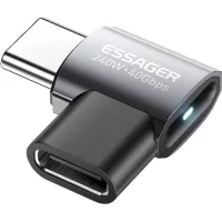 Перехідник USB-C F to USB-C M USB 4.0 40Gbps 240W 90° corner Essager (EOTG7-YH0G-P)