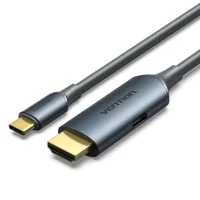 Кабель мультимедійний USB-C to HDMI M 1.5m 4K60Hz + USB-C F power gray Vention (ABLHG)