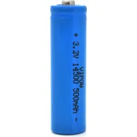 Battery 14500 LiFePO4 (size AA), 500mAh, 3.2V, TipTop, blue Vipow (IFR14500-500mAhTT / 21439)
